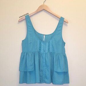 Free People teal sleeveless babydoll blouse